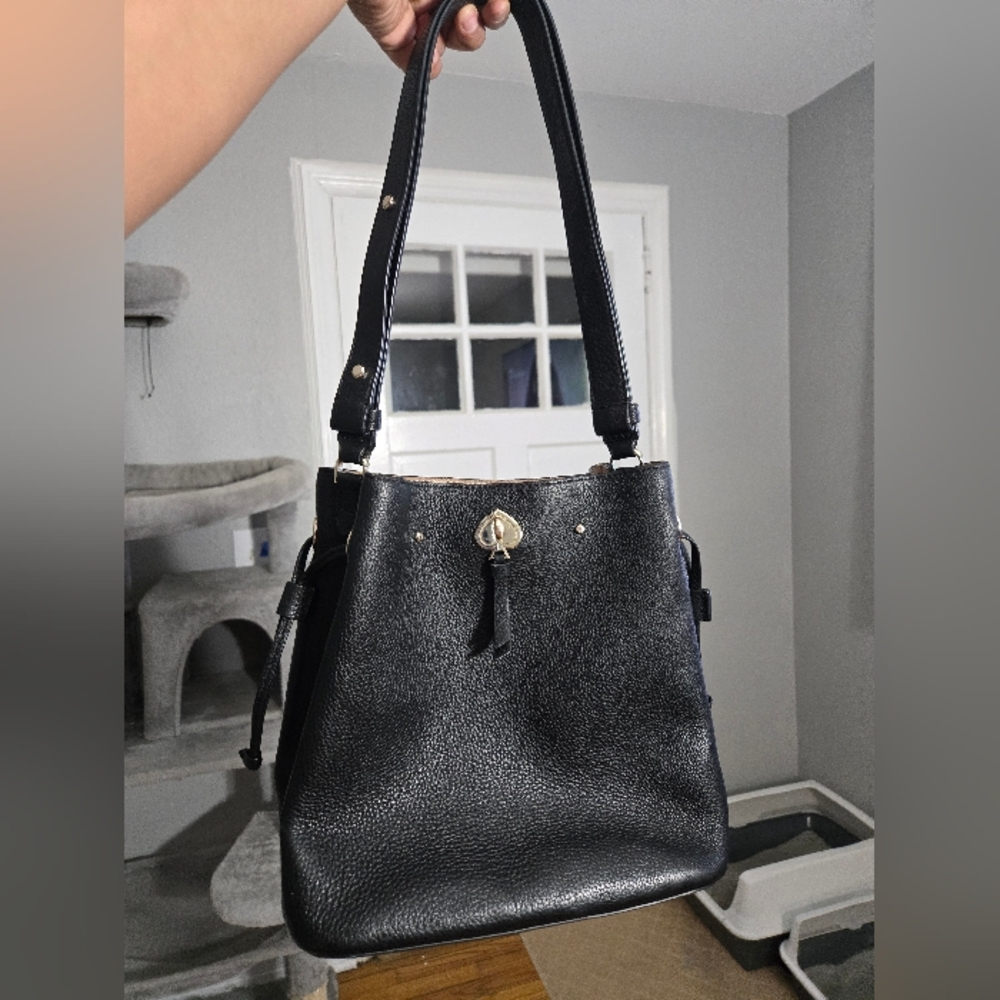 Kate Spade Pebble Black Leather Women's Bag Marti Bucket Bag